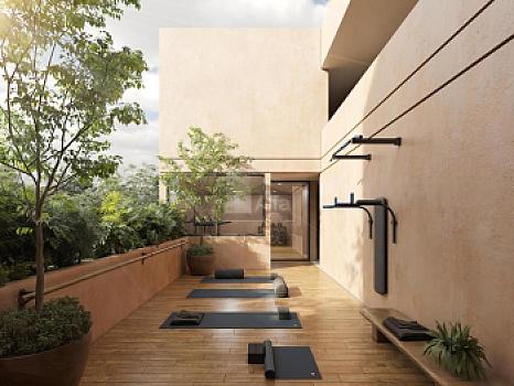 Depto 2 recamaras en Temozon Norte, Mérida, con terraza y piscina privada. PB