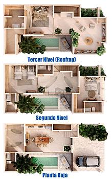 TownHouse de 3 recamaras, Rooftop, Piscina, a metros de la playa San Benito.