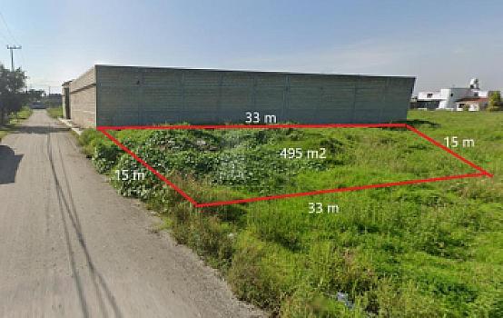 Venta de terreno de 495 m2, 15 m de frente, en Otzolotepec, Edo. de México. Cerca de Villas Santín.