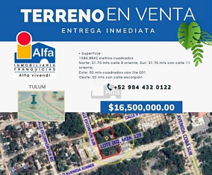 Terreno habitacional en sale en Akumal, Tulum, Quintana Roo