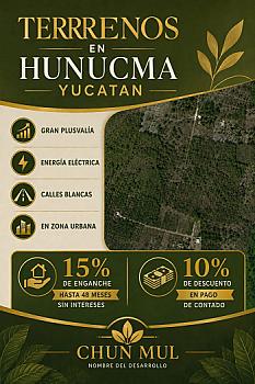 Excelentes terrenos residenciales en zona de alta plusvalía y constante crecimiento!!! Hunucmá, Yucatán, México