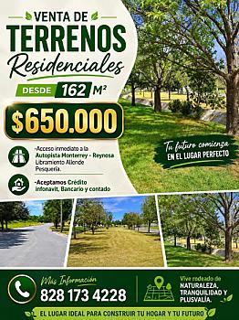 Terrenos residenciales en Cadereyta NL