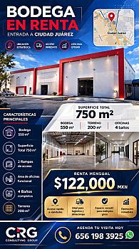 Bodega comercial  en renta en ciudad Juárez