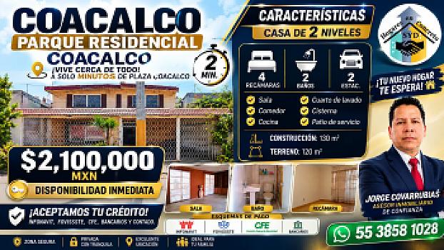 🏡👨‍👩‍👧‍👦 ¡VENTA DE CASA EN PARQUE RESIDENCIAL COACALCO!