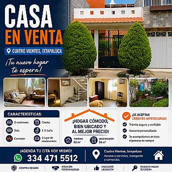 House for Sale in Ciudad Cuatro Vientos, Ixtapaluca - Excellent Location