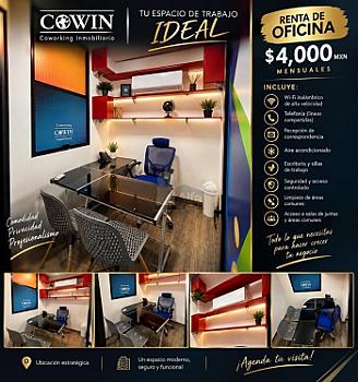 Oficina en Renta Privada con Mini Split en Co Working Col. León, Moderno, LEON, GTO.