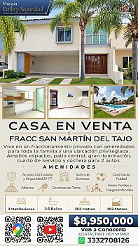 Hermosa Casa en San Martín del Tajo, Tlajomulco. 362 Mts.