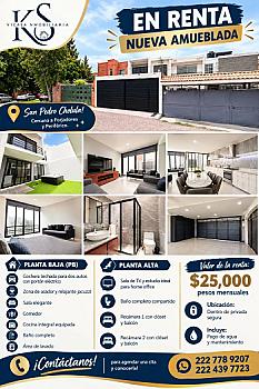 NEW FURNISHED HOUSE FOR RENT San Pedro Cholula! 📍 Close to Forjadores and Periférico. ✨