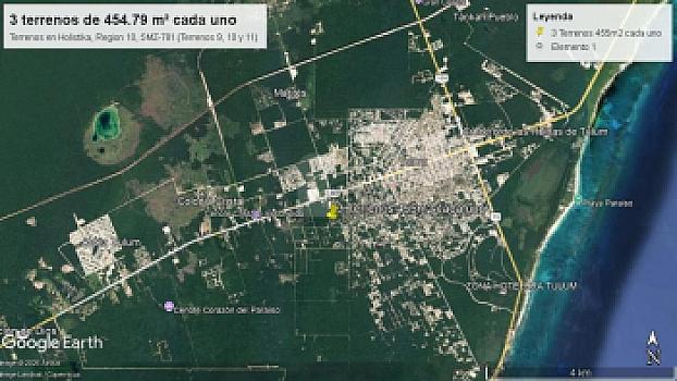 3 Terrenos en Venta en zona Holistika, Region 10, Tulum, Quintana Roo