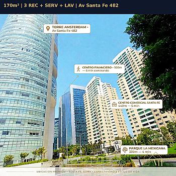 En Venta,  Magnífico Depto. Santa Fe CDMX