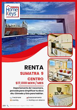 Renta depa 1 Rec CENTRO rooftop con alberca