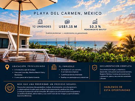 Edificio de 12 unidades con rooftop y vista al mar en Playa del Carmen