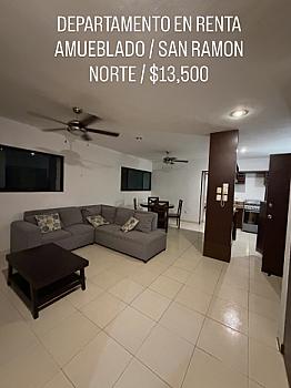 Departamento amueblado en renta, San Ramon Norte, Mérida. 2R, 2B, 2E